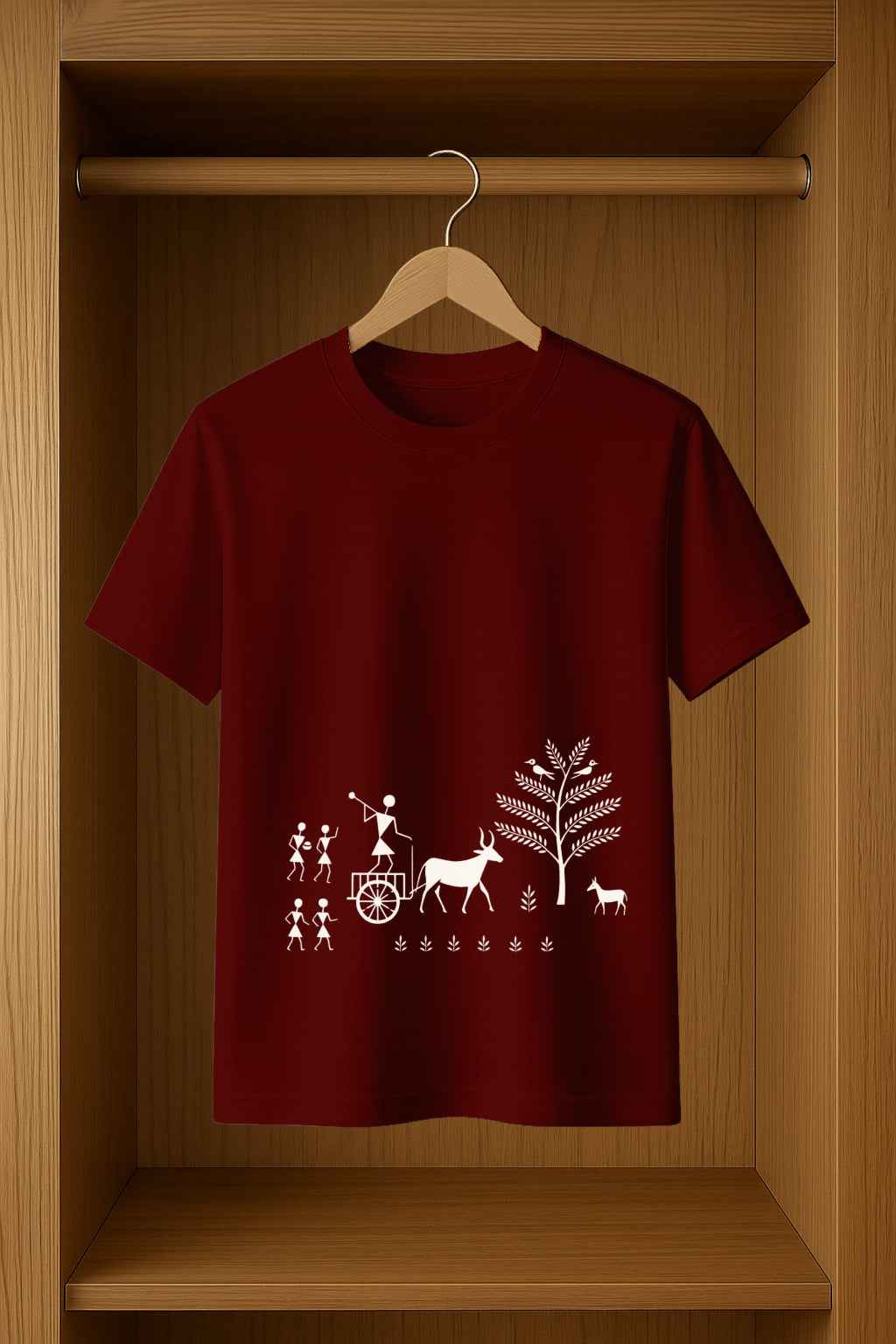 Bhav Sutra Warli Art Graphic T-Shirt for Men - Unique Warli Art Design