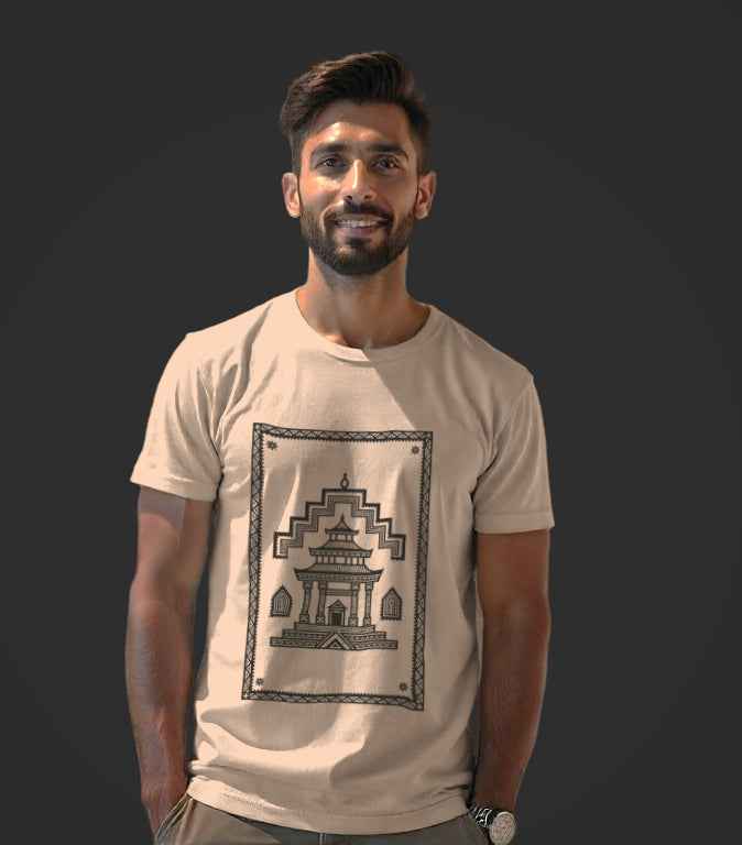 Bhav Sutra Chittara Art Monastery Printed T-Shirt with Unique Chittara Art Design