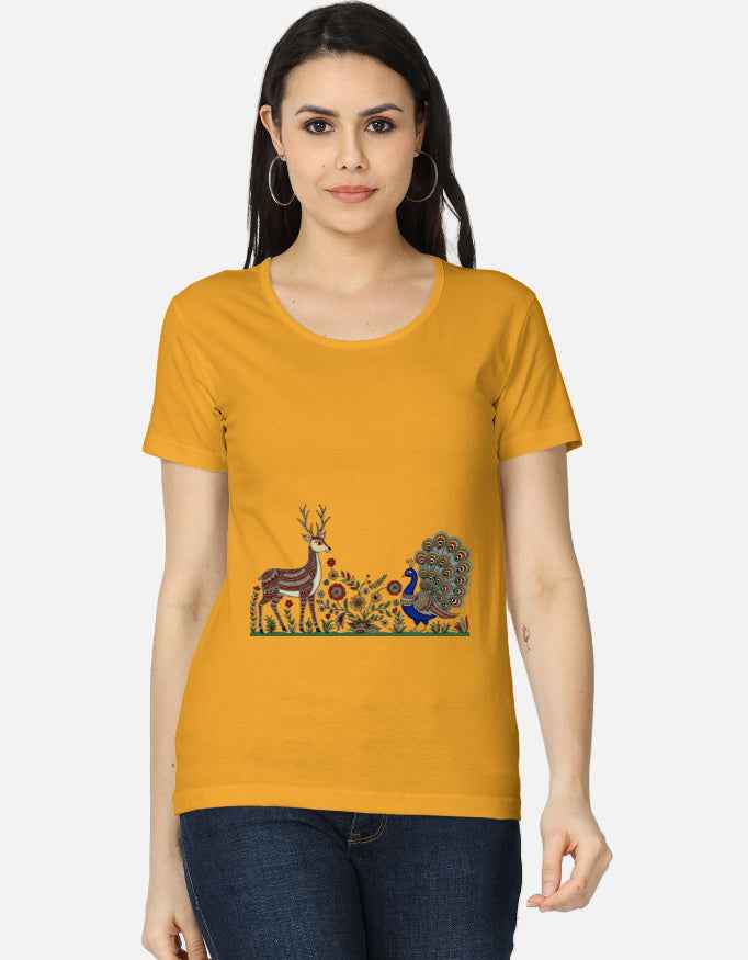 Women's Classic T-Shirt Featuring Madhubani Art Design