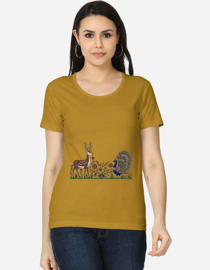 Women's Classic T-Shirt Featuring Madhubani Art Design