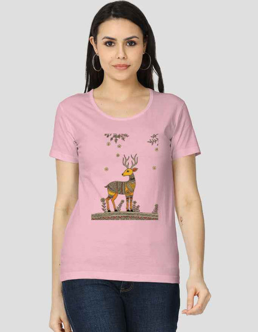 Women's Classic T-Shirt with Madhubani Art Design