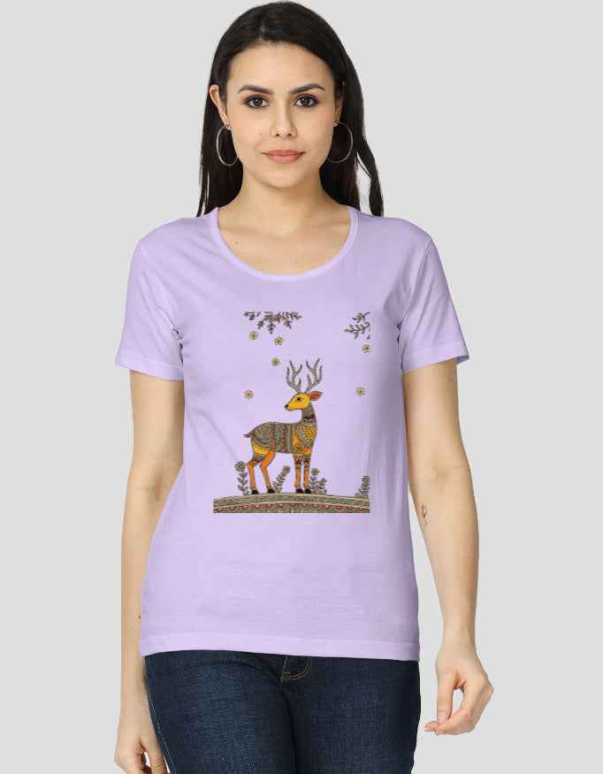 Women's Classic T-Shirt with Madhubani Art Design