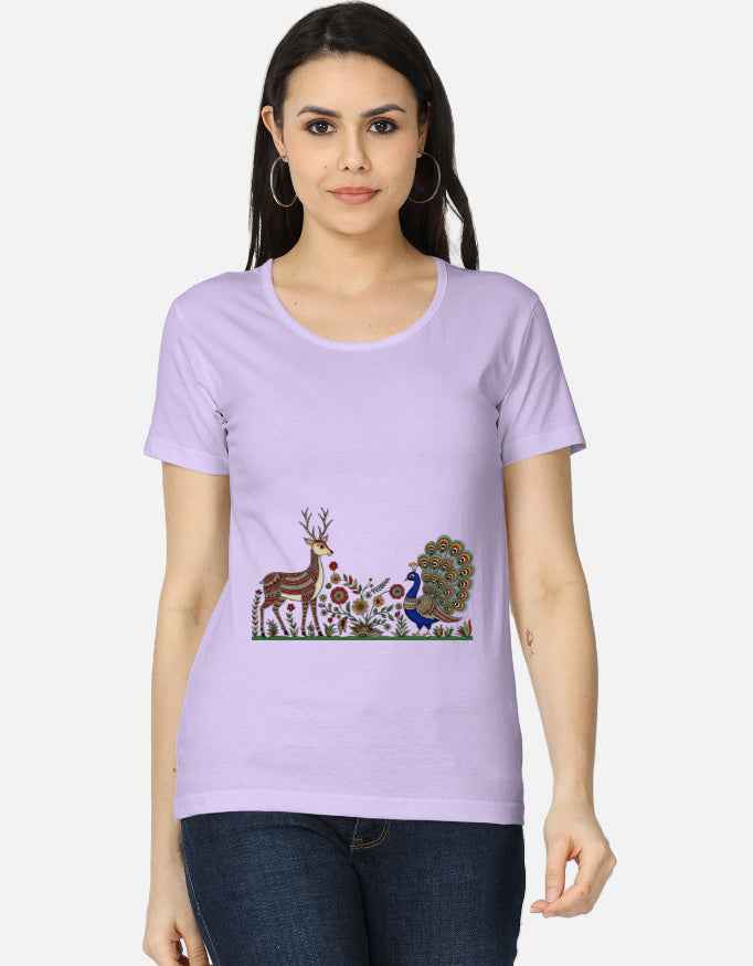 Women's Classic T-Shirt Featuring Madhubani Art Design