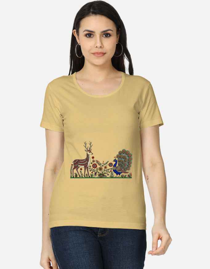 Women's Classic T-Shirt Featuring Madhubani Art Design