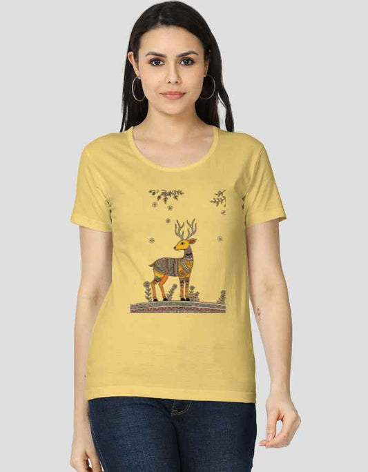 Women's Classic T-Shirt with Madhubani Art Design