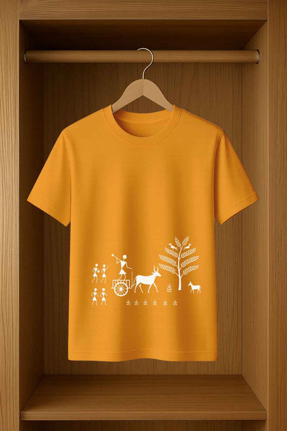 Bhav Sutra Warli Art Graphic T-Shirt for Men - Unique Warli Art Design