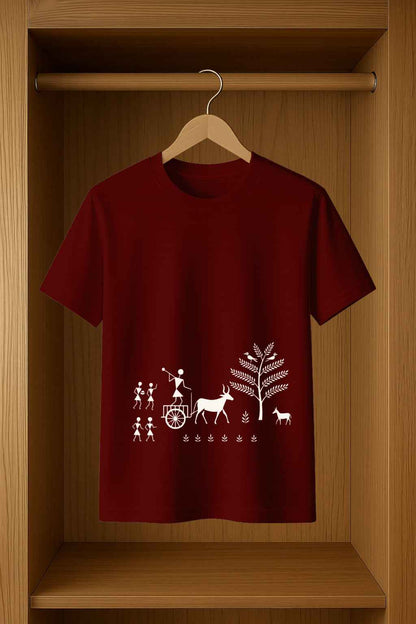 Bhav Sutra Warli Art Graphic T-Shirt for Men - Unique Warli Art Design